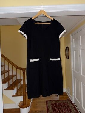 Talbots Black Dress with White Trim